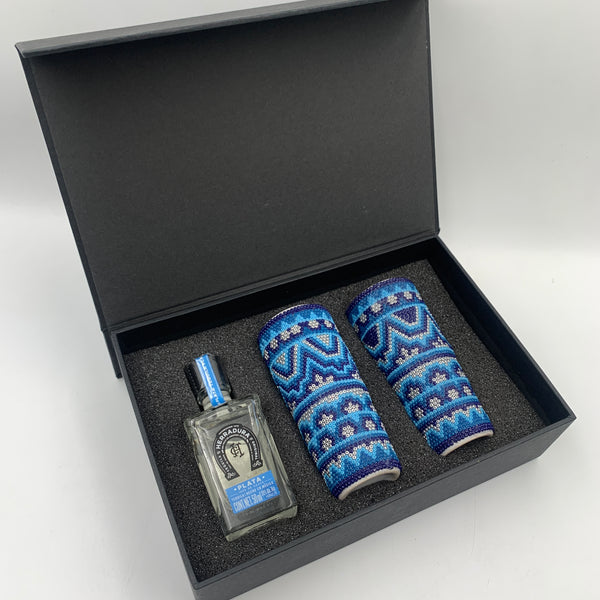 Set tequileros huichol con mini tequila