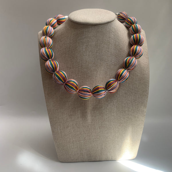 Collar rayado rosa-verde