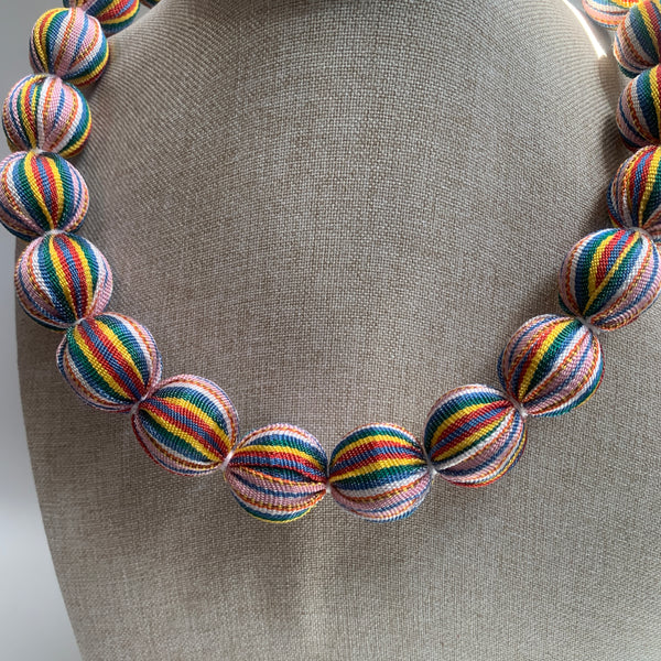 Collar rayado rosa-verde
